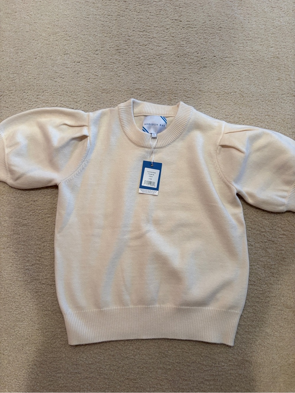 Addison Bay Locust Active Cream Puff Sleeve Sweater in ivory size large